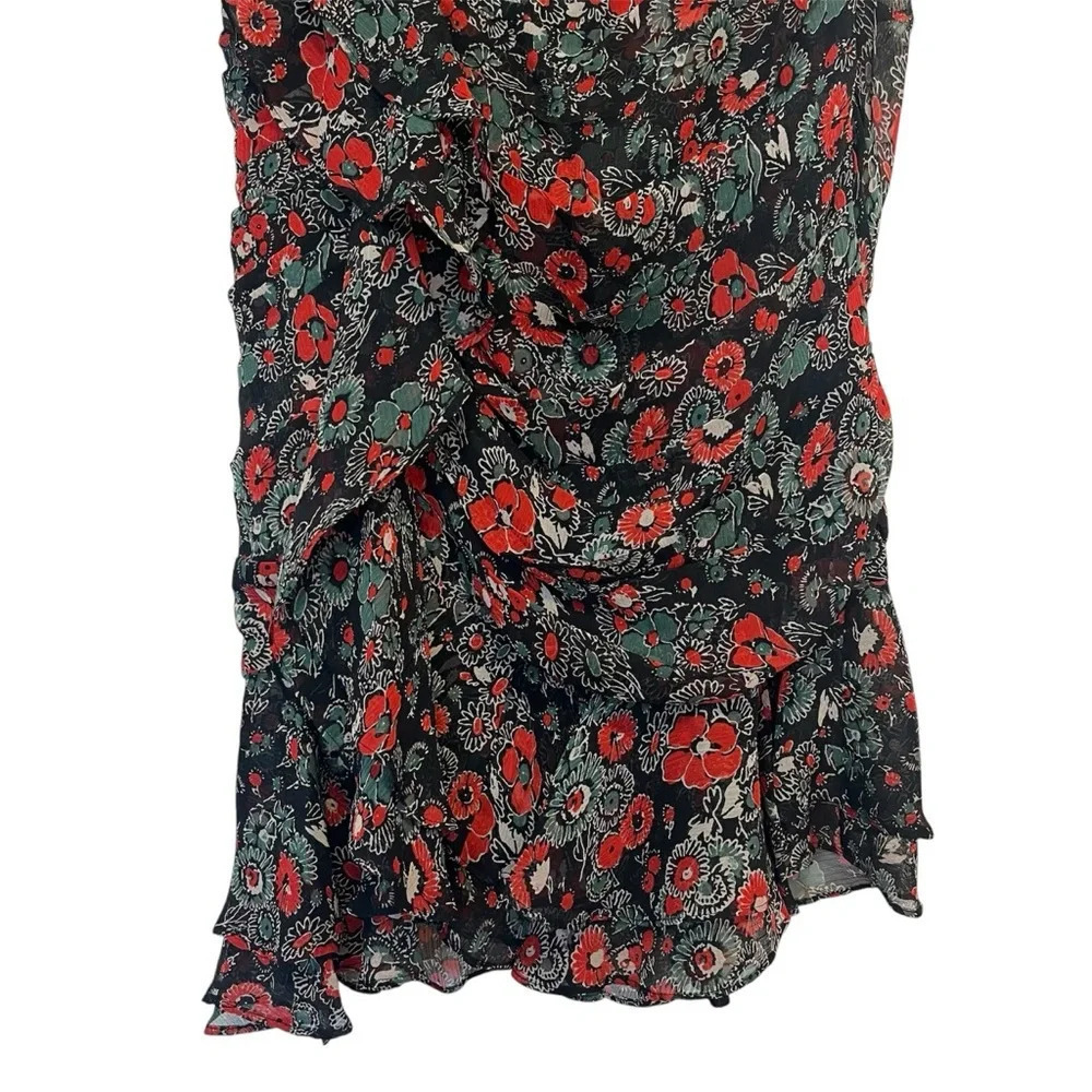 Veronica Beard Black One-Shoulder Floral Ruffle Mini Dress - Picture 8 of 13